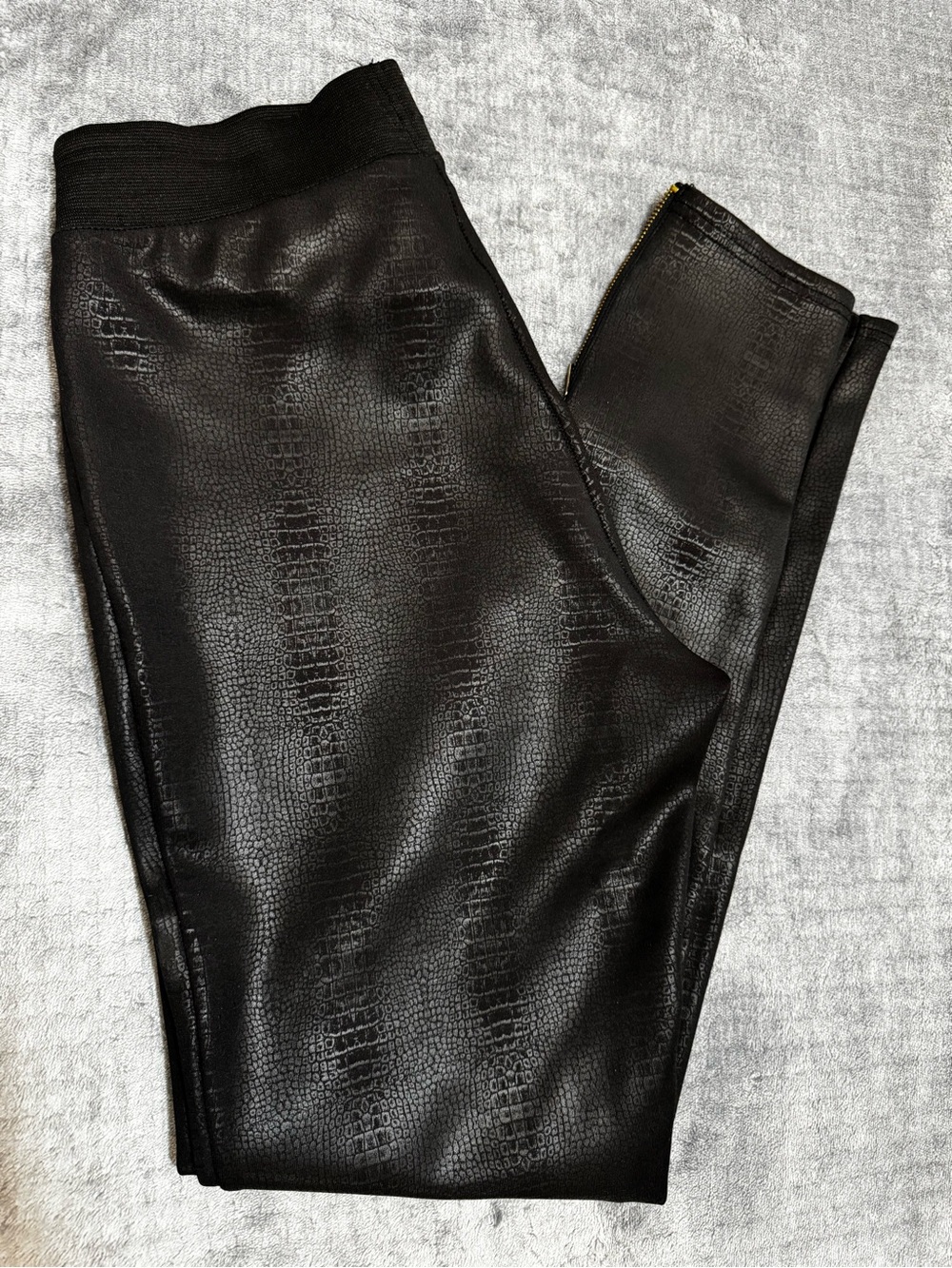 Black faux snake skin leggings